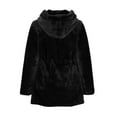 thumbnail image 3 of UTSJKR Women's Faux Fur Hooded Coat Hooded Winter Warm Jacket Elegant Solid Long Sleeve Plush Outerwear Fluffy Overcoat Black XXXL, 3 of 6