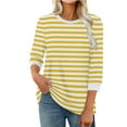 thumbnail image 2 of QUINDOS Long Sleeve Shirts for Women Crew Neck Winter Striped Pullover Tops for Women, 2 of 5