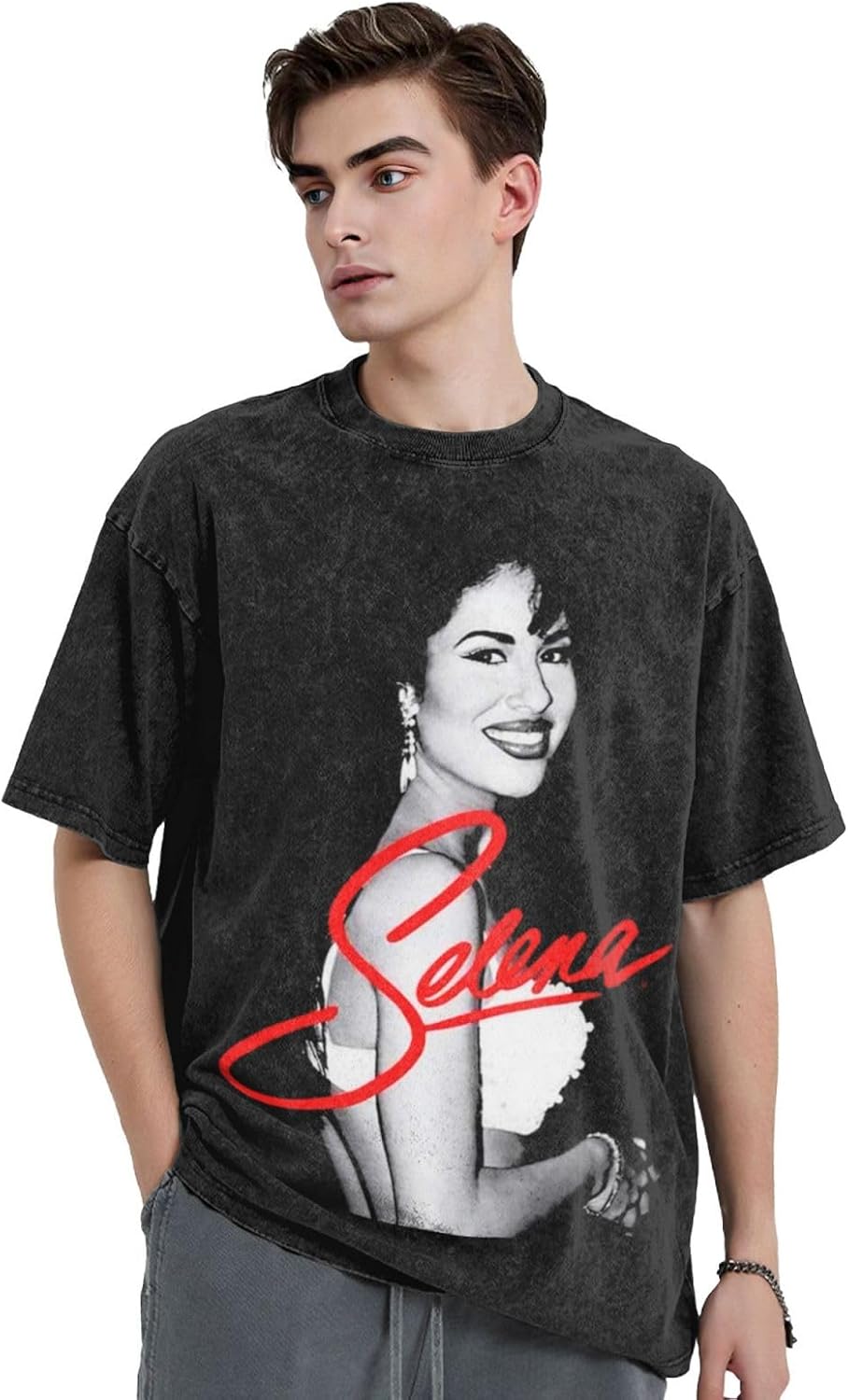 Selena Quintanilla Shirt Mens Vintage Washed T-Shirt Womens Oversized Shirts Short Sleeves Cotton Soft Tee Top Couple Clothes