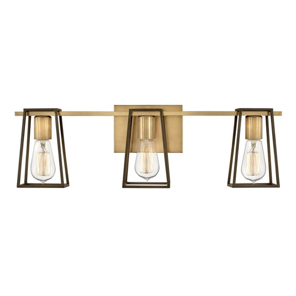 5163HB Hinkley Lighting Filmore - 3 Light Bath Vanity in Transitional and Industrial Style - 24 Inches Wide by 7.5 Inches High-Heritage Brass Finish