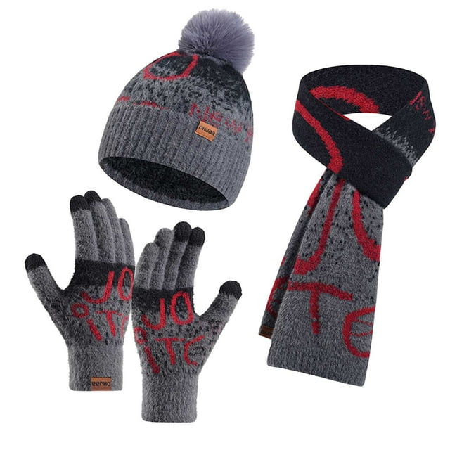GDREDA Ensemble Trois Pièces Chaud et Froid Épaissi pour Hommes et Femmes Ensemble Chapeau Foulard et Gant pour Hommes
