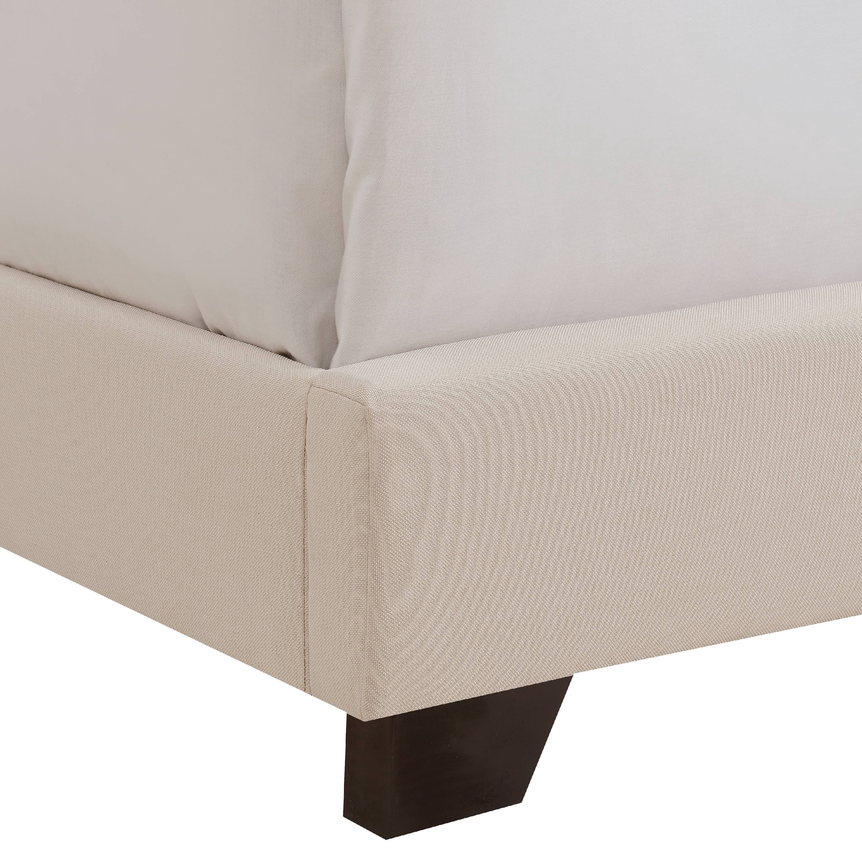 Home Meridian Tufted Nailhead Trimmed King Bed in Linen Beige