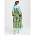 thumbnail image 5 of Women's V-neck lantern sleeve single-breasted long dress, 5 of 7