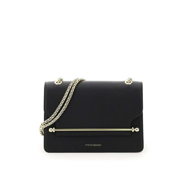 Strathberry East/West Black Leather Crossbody Bag