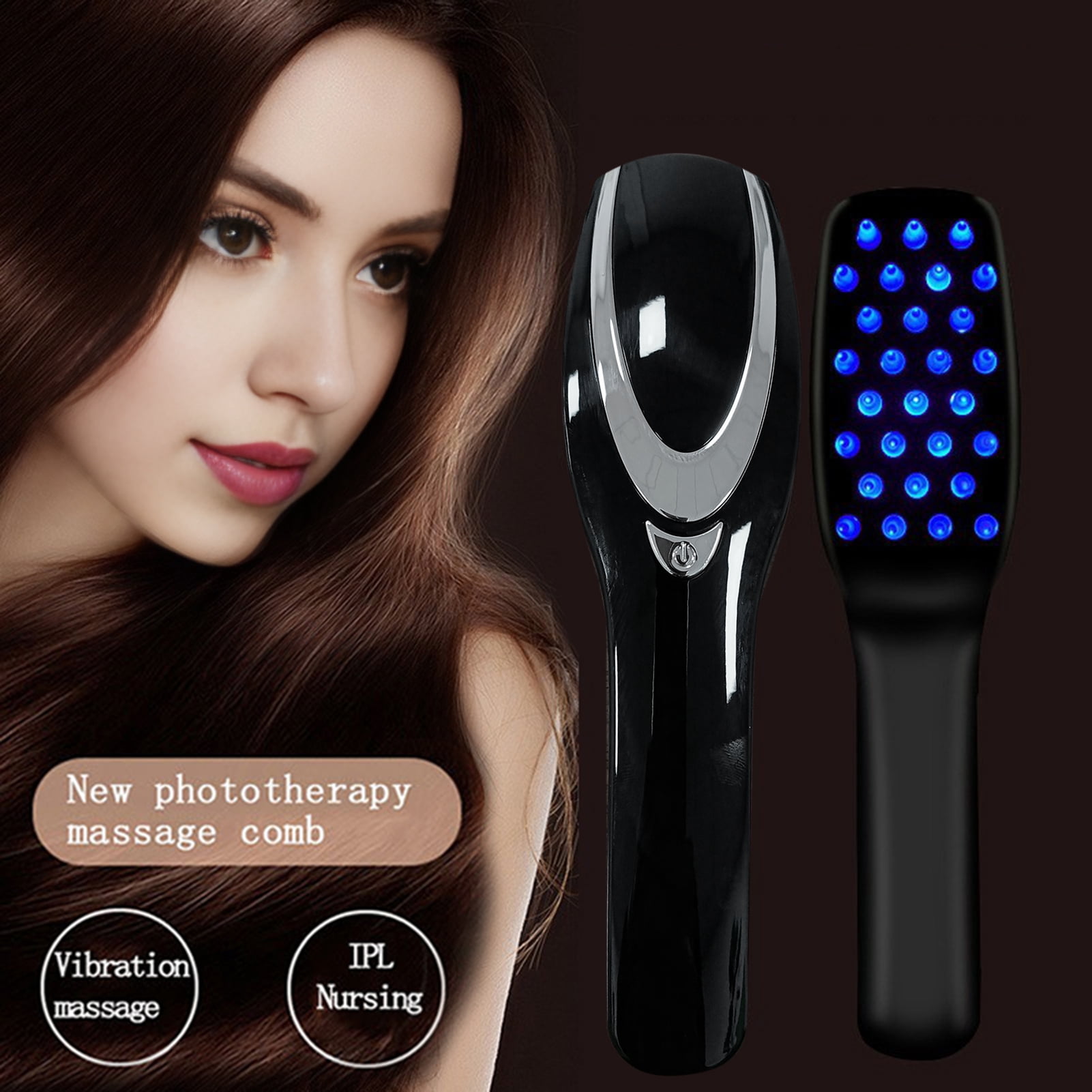 Happydeer Electric Hair Growth Comb Professional Scalp Massager Red Blue Light Therapy Hair Loss Treatment Portable Electric Massage Brush for Thinning Hair