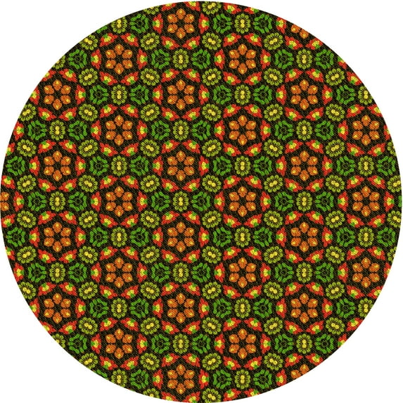 Ahgly Company Machine Washable Indoor Square Transitional Dark Yellow Green Area Rugs, 3' Square