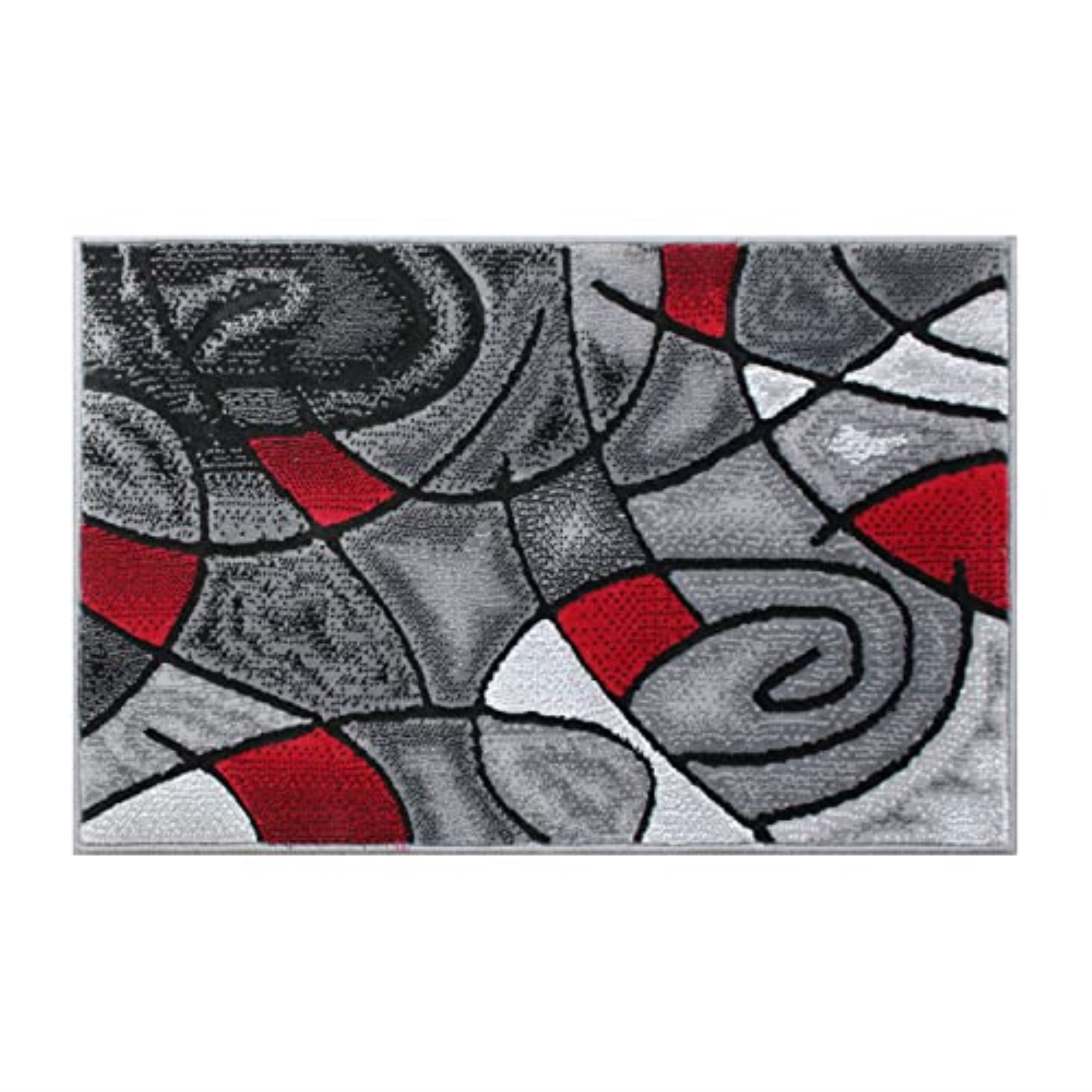 Flash Furniture Jubilee Rectangular Contemporary Black, Red Area Rug, 2' x 3'