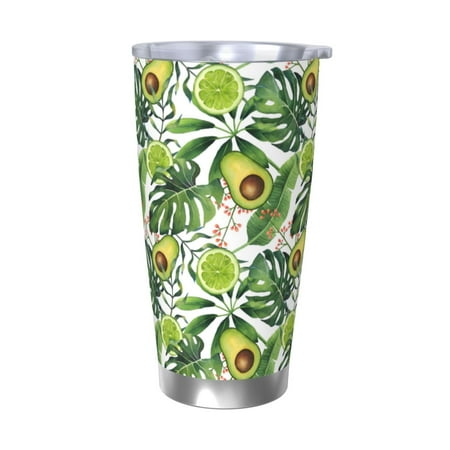 

Zeuib Green Tropical Printed 20oz Stainless Steel Insulated Car Cup Stainless Steel Thermal Cup Vacuum Insulated Leak-proof Travel Mug Cup-Without Straw