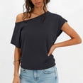 thumbnail image 2 of YUGYXL Womens Cinched Waist Off The Shoulder Tops Dolman Sleeve Banded Bottom Tee Shirts Casual Loose Summer Outfits Black Top XL, 2 of 9