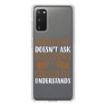 thumbnail image 1 of DistinctInk Clear Shockproof Hybrid Case for Galaxy S20 ULTRA / 5G (6.9" Screen) - TPU Bumper Acrylic Back Tempered Glass Screen Protector - Chocolate Doesn't Ask Questions Understands, 1 of 2
