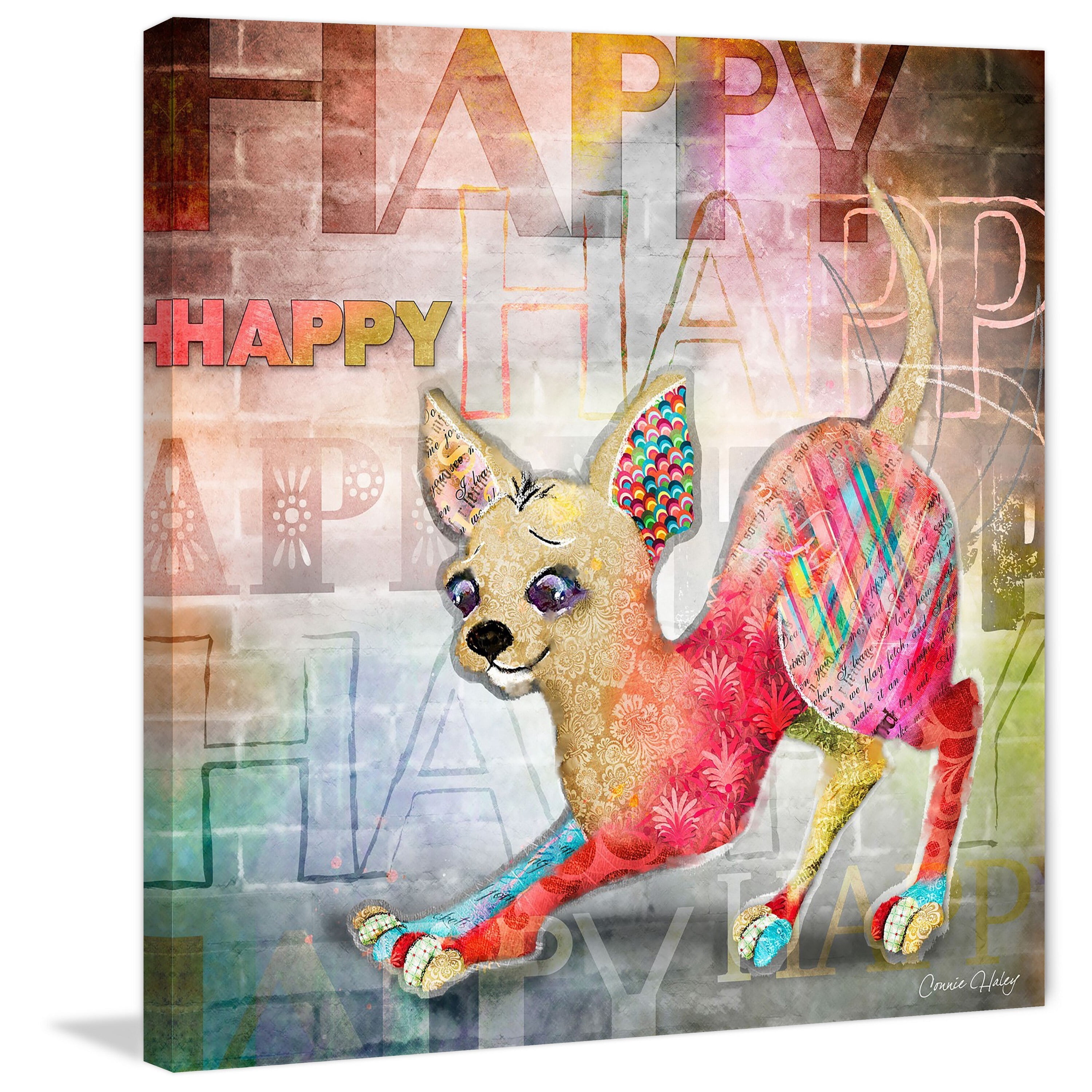 Marmont Hill "Happy" by Connie Haley Painting Print on Wrapped Canvas