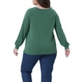thumbnail image 3 of Agnes Orinda Women's Plus Size Tops Tunic Crew Neck Pleated Dressy Long Sleeve Shirts Blouse 1X Green, 3 of 6