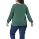 thumbnail image 3 of Blusas de manga larga con cuello redondo plisadas para mujeres de tallas grandes Agnes Orinda 4X verdes, 3 of 6