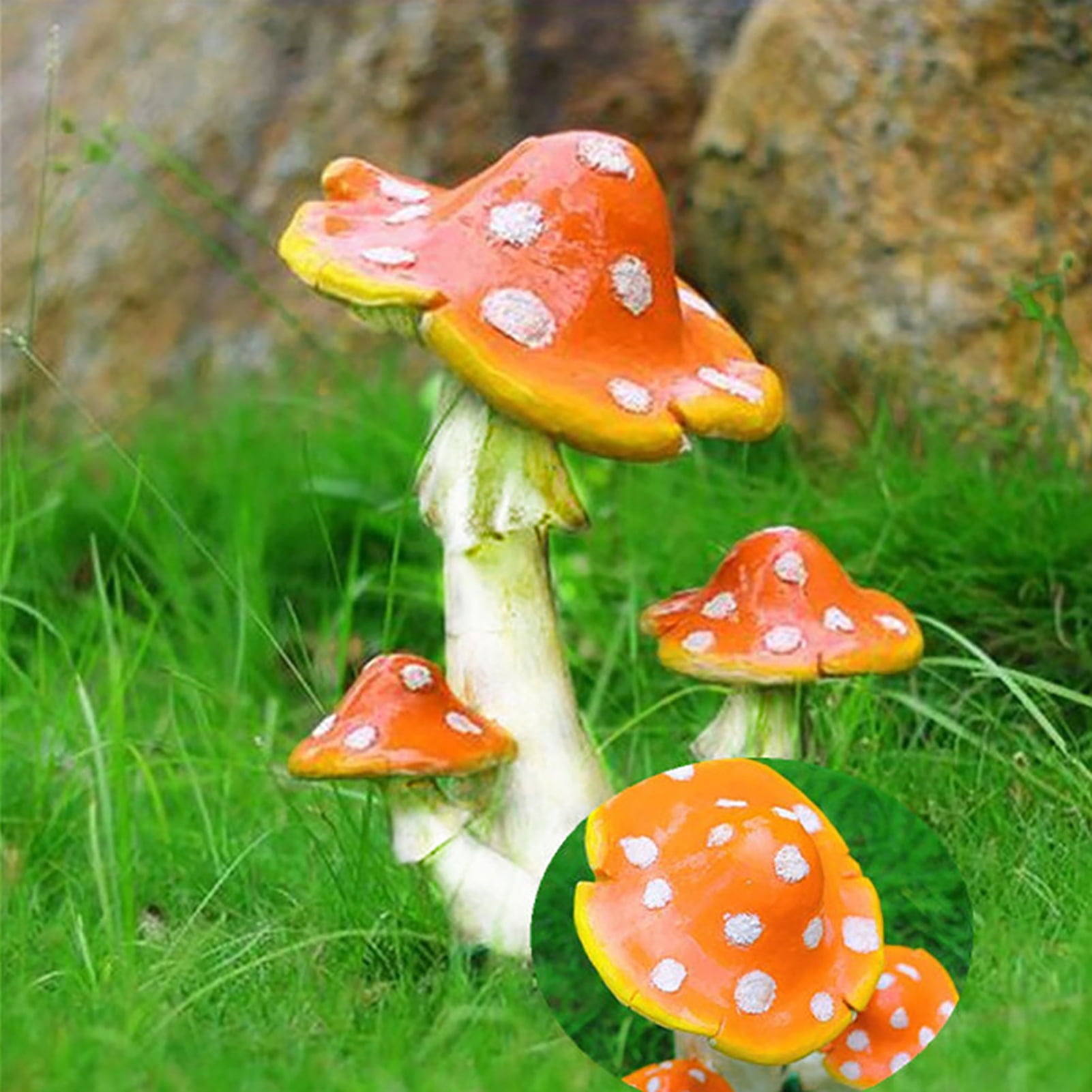 Miniature Dollhouse Small Resin Mushroom Toadstool Fairy Garden Ornament Gnomes 