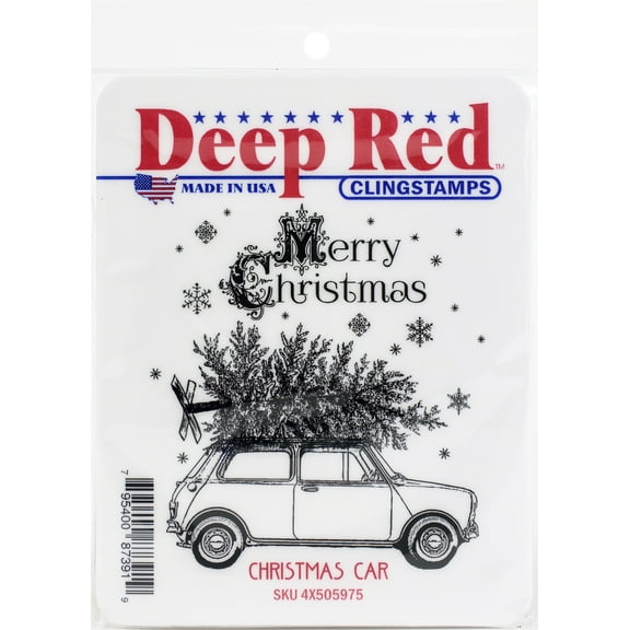 Deep Red Stamps Christmas Car