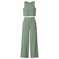 thumbnail image 3 of tarylea Cotton Linen Outfits for Women Sleeveless Crew Neck Crop Tank Tops Flat Front Straight Leg Pants Casual Loose Summer Lightweight Sets, 3 of 4