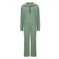 thumbnail image 4 of Going out Outfits Set Women's 2 Piece Outfits Loungewear Set Oversized Half Zip Sweatshirt Wide Leg Sweatpant Set Sweatsuit Tracksuit Casual Outfits 2024 S-185 Green L, 4 of 6