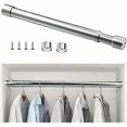 thumbnail image 1 of Extendable Wardrobe Rail Stainless Steel 51 cm to 80 cm Adjustable Telescopic Curtain Rod Anti-Corrosion, 1 of 5