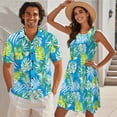 thumbnail image 2 of Jeiento Tropical Leaves Couple Matching Outfits Dress for Women Tank Dresses Mens Hawaiian Shirt Tiered A Line Summer Dress Blue Matching Beach Outfits for Couples, 2 of 6