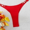 thumbnail image 4 of Women's 2 Piece Halter Bikini Set Metal Ring High Cut Swimsuits Beach Vacation Clothes (Red,M), 4 of 6
