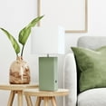 thumbnail image 5 of Lalia Home Lexington 21" Leather Base Modern Home Décor Bedside Table Lamp with USB Charging Port for Living Room, Bedroom, Entryway, Foyer, or Office with White Rectangular Fabric Shade, Sage Green, 5 of 7