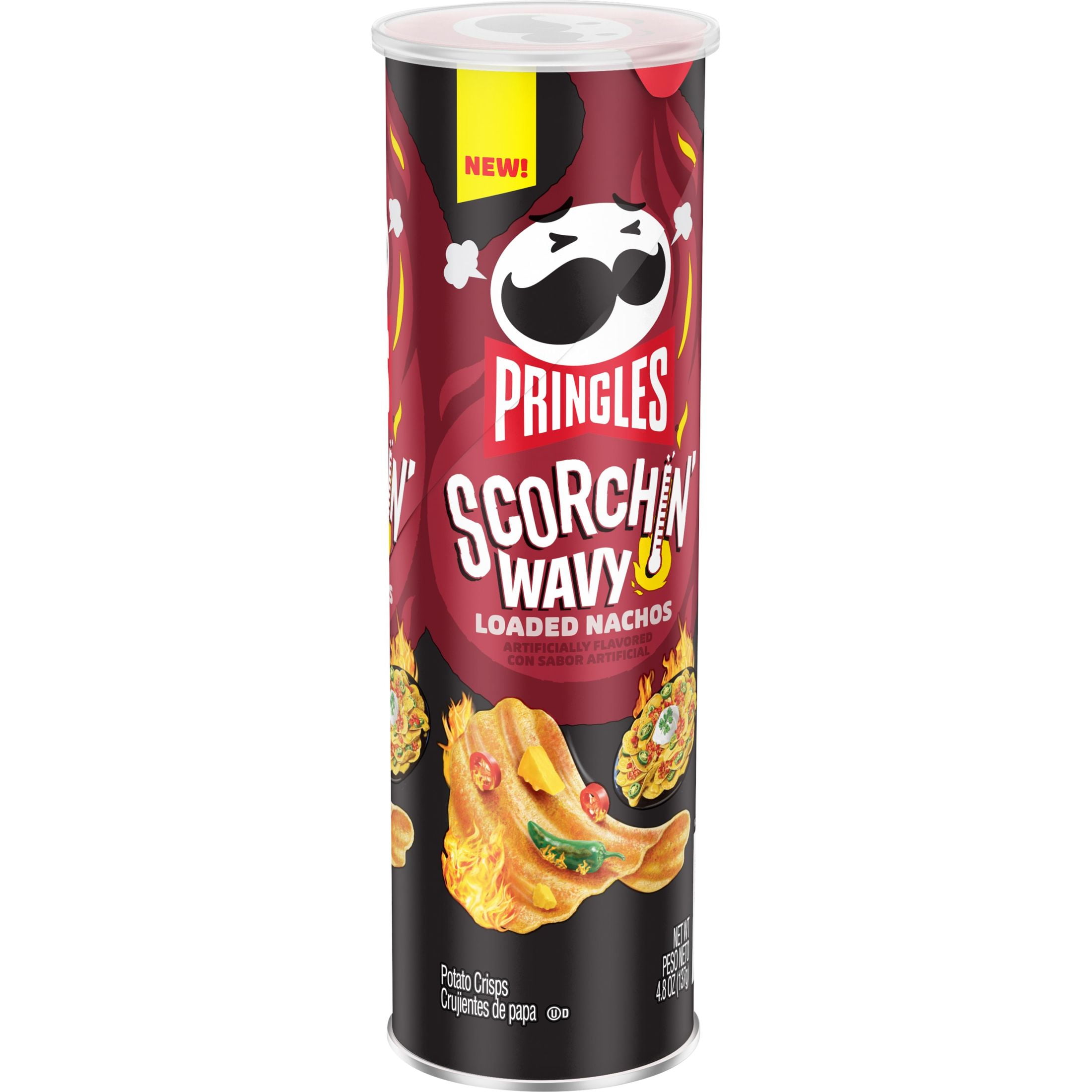 Pringles Potato Crisps Chips, Loaded Nachos, 4.8 oz