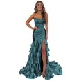 thumbnail image 1 of Vestido de fiesta Mollyevers con diseño de sirena, satén, corsé sin tirantes, 18 W, 1 of 7