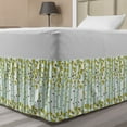 thumbnail image 1 of Abstract Bed Skirt, Vertical Geometric Stripes in Forest Birch Willow Tree Leaf Graphic, Elastic Bedskirt Dust Ruffle Wrap Around for Bedding Decor, 4 Sizes, Almond Green Khaki White, by Ambesonne, 1 of 2