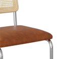 thumbnail image 3 of Pemberly Row Cane Back Vegan Leather Counter Height Stool (Set of 2) in Brown, 3 of 5
