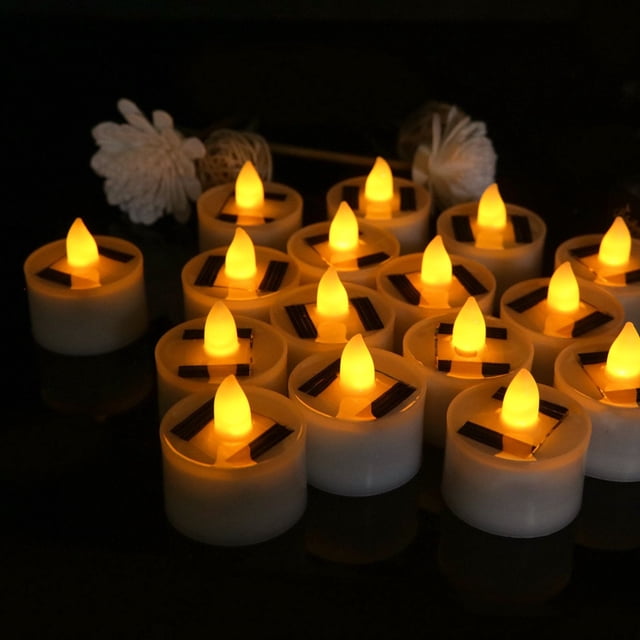 Agiferg Solar Candle Tea Light Simulation Led Electronic Candle Light Outdoor Christmas Halloween Small Tea Wax