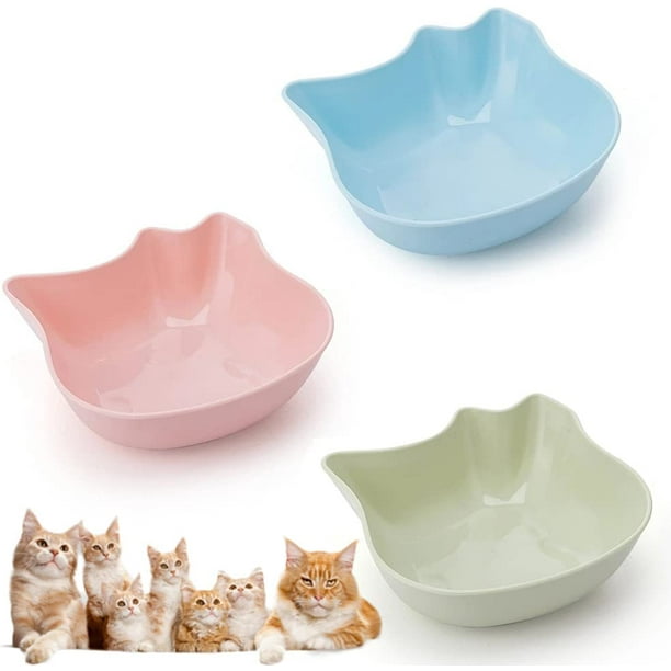 Fongwan 3 Pcs Cat Feeding Bowls, Multipurpose Cat Food Bowls Cute Pet