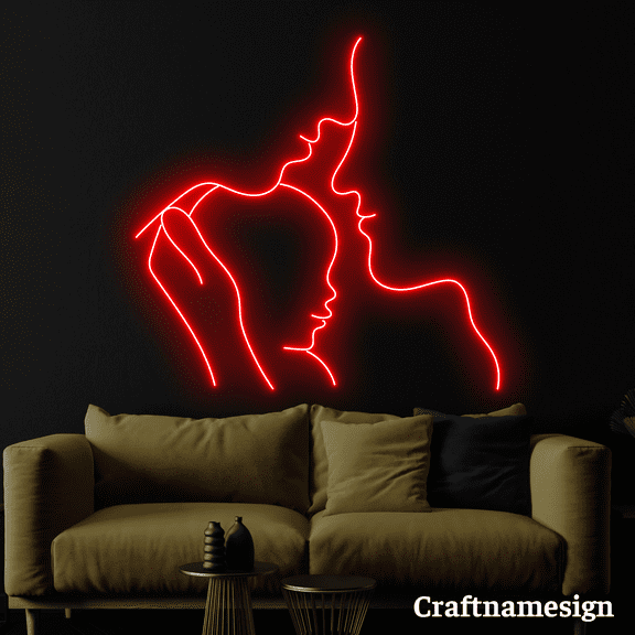 Craftnamesign Family 3 People Neon Sign for Bedroom Family Wall Art