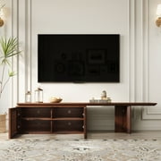 siu want Adjustable Walnut TV Stand with Storage for TVs Up to 100 - Modern Entertainment Center