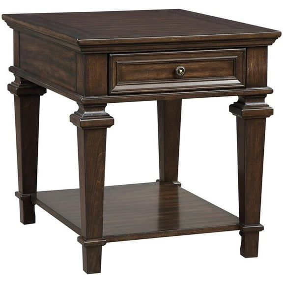 Pemberly Row 23" x 28" Traditional Wooden End Table in Espresso