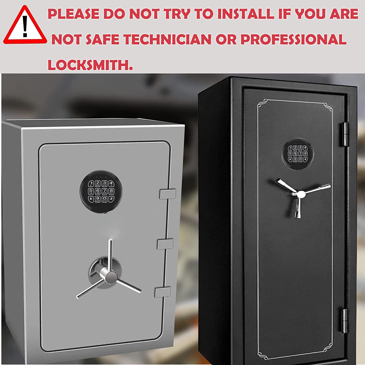 Gun Safe Lock Replacement with 2 Override Keys & Solenoid Black Keypad Safe Electronic Lock