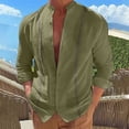 thumbnail image 3 of Camisa de manga larga lisa para hombre, prenda informal de vacaciones, cardigan, para vacaciones y comodidad diaria, 3 of 4