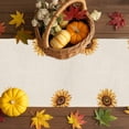 thumbnail image 3 of Fall Table Runner Thanksgiving Harvest Pumpkin Table Runners Maple Leaves Sunflower Linen Welcome Cotton Linen Dresser Scarf Kitchen Dining Table Decor for Fall Holiday Party Decor 13x90 Inch, 3 of 9