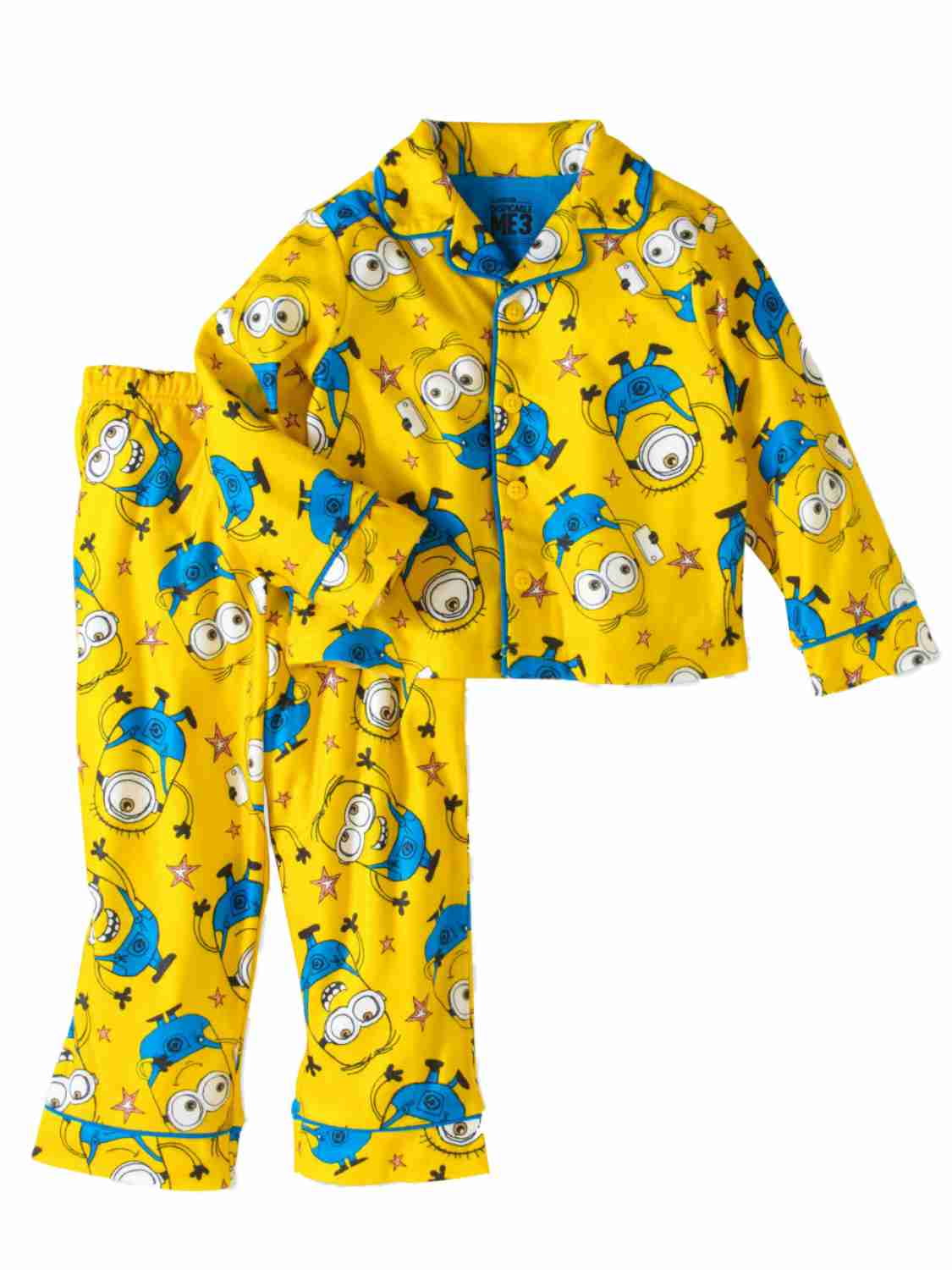Despicable Me Toddler Boys Yellow Flannel Minions Pajamas Sleep Set 