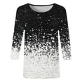 thumbnail image 4 of nsendm Shirts for Women Plus Size Womens Casual Fashion Printing Crew Neck Three Quarter Sleeve TShirt Blouse Tops F L, 4 of 5