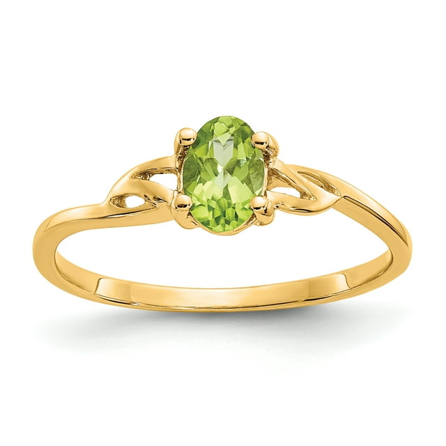 14k Yellow Gold Peridot Birthstone Ring August