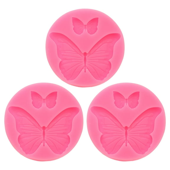 3pcs Polymer Clay Mold, Clay Mold Fondant Mold 2 Butterfly Mold Silicone Rose for Crafts Air Dry DIY Cakes, Pink