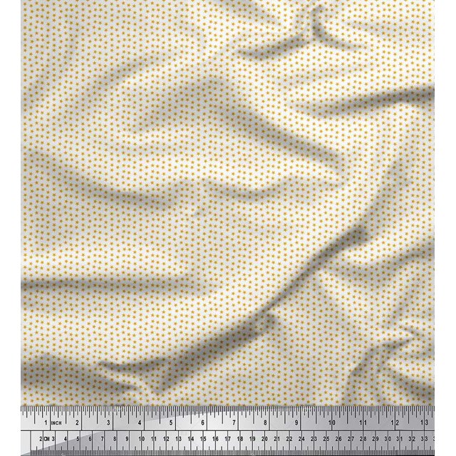 Soimoi Gold Heavy Canvas Fabric Stars Star Print Sewing Fabric Yard 58 Inch Wide