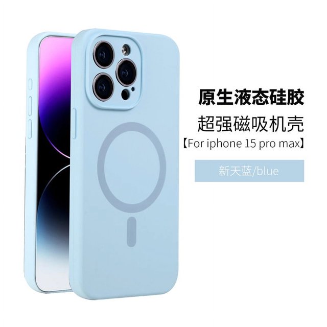 Original Liquid Silicone For Magsafe Wireless Charge Magnetic Case for iphone 15 14 13 12 Pro Max Cover Accessories Blue For iphone 14ProMax