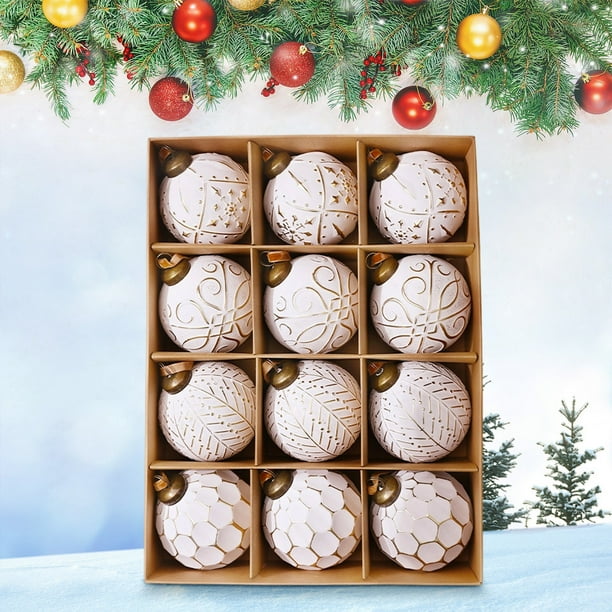 Seyotauo 12 Pcs Christmas Ball Ornaments Set - Shatterproof Plastic Christmas Tree Decorations Christmas Decorative Hanging Ornaments Xmas Decorative Hanging Ball Ornaments for Holiday
