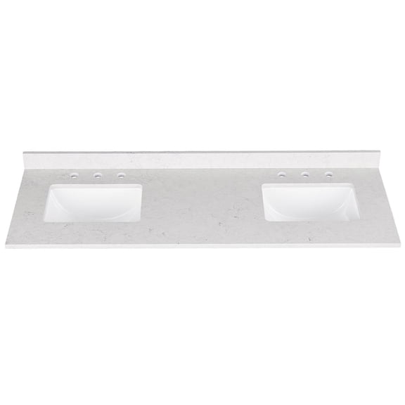 Dreamwerks Amalfi 61"W x 22"D Engineered Marble Vanity Top with Rectangular 2x Undermount Bowls