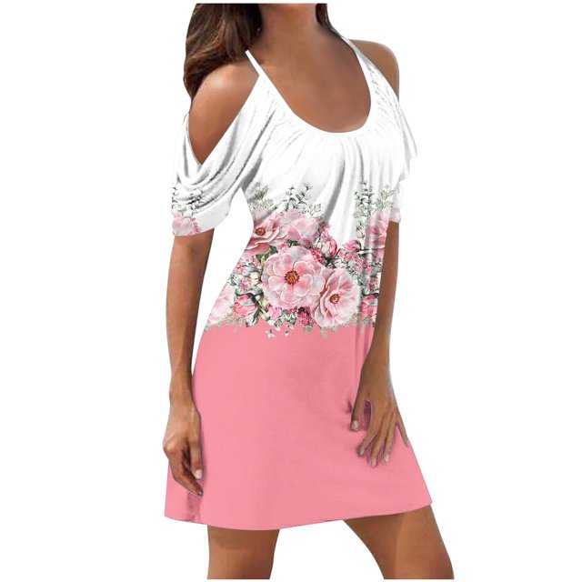 FcBaudy Camisole Sans Manches Robe Col en V, Robes d'Été pour Femmes, Robes Sans Manches Imprimées à Bretelles Mode Robe pour Femmes