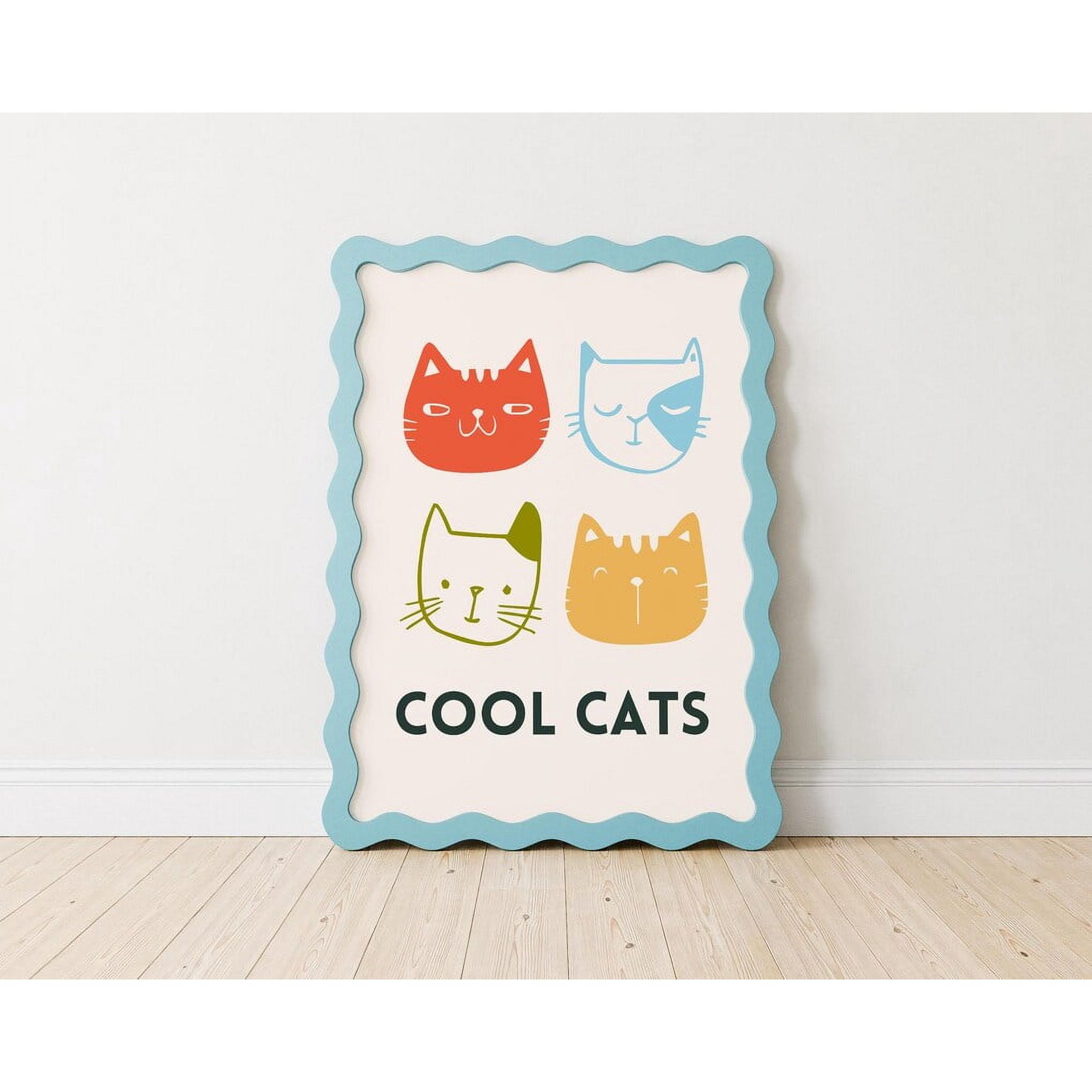Cool Cat Print Kids Room Wall Art Colorful Playroom Decor Toddler Poster Groovy Birthday Gift Retro Nursery Decor Gender Neutral For Living Room Bedroom