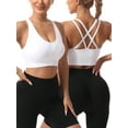 thumbnail image 3 of Hanerdun Women's Seamless Sports Bras Crossback Padded Yoga Running Workout Bra White XL, 3 of 6