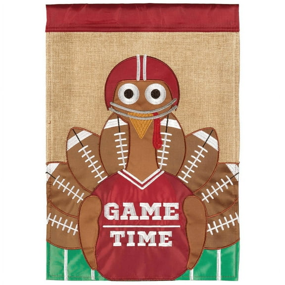 Magnolia Gardens M011717 13 x 18 in. Football Turkey Maroon & White Fleur De Lis Garden Flag