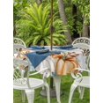 thumbnail image 2 of Outdoor Tablecloth with Umbrella Hole and Zipper, Fall Pumpkins Orange Blue Round Table Cloth 60 Inch Waterproof Tablecloth, Thanksgiving Botanical Vintage Picnic Table Cover for Patio Camping, 2 of 7